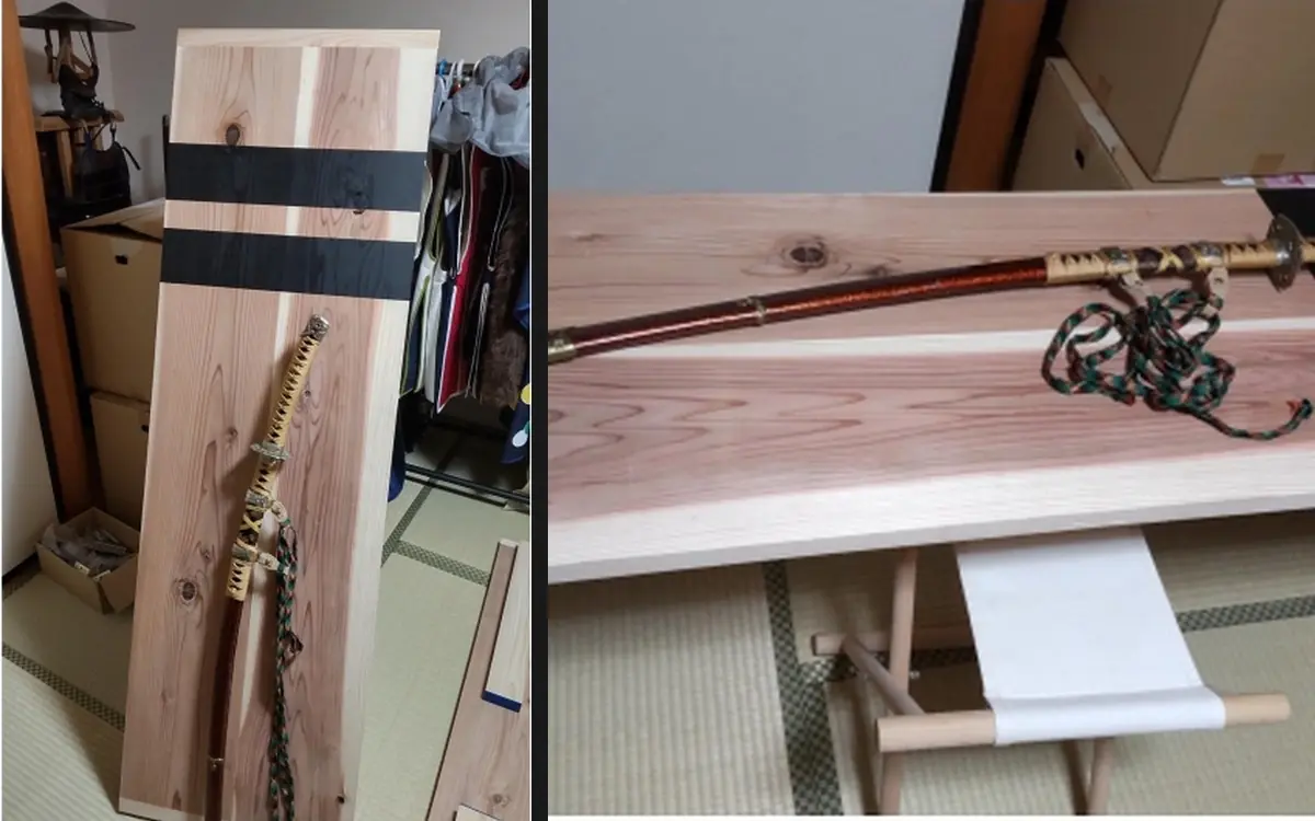 甲冑展示に使用する矢楯と刀掛け